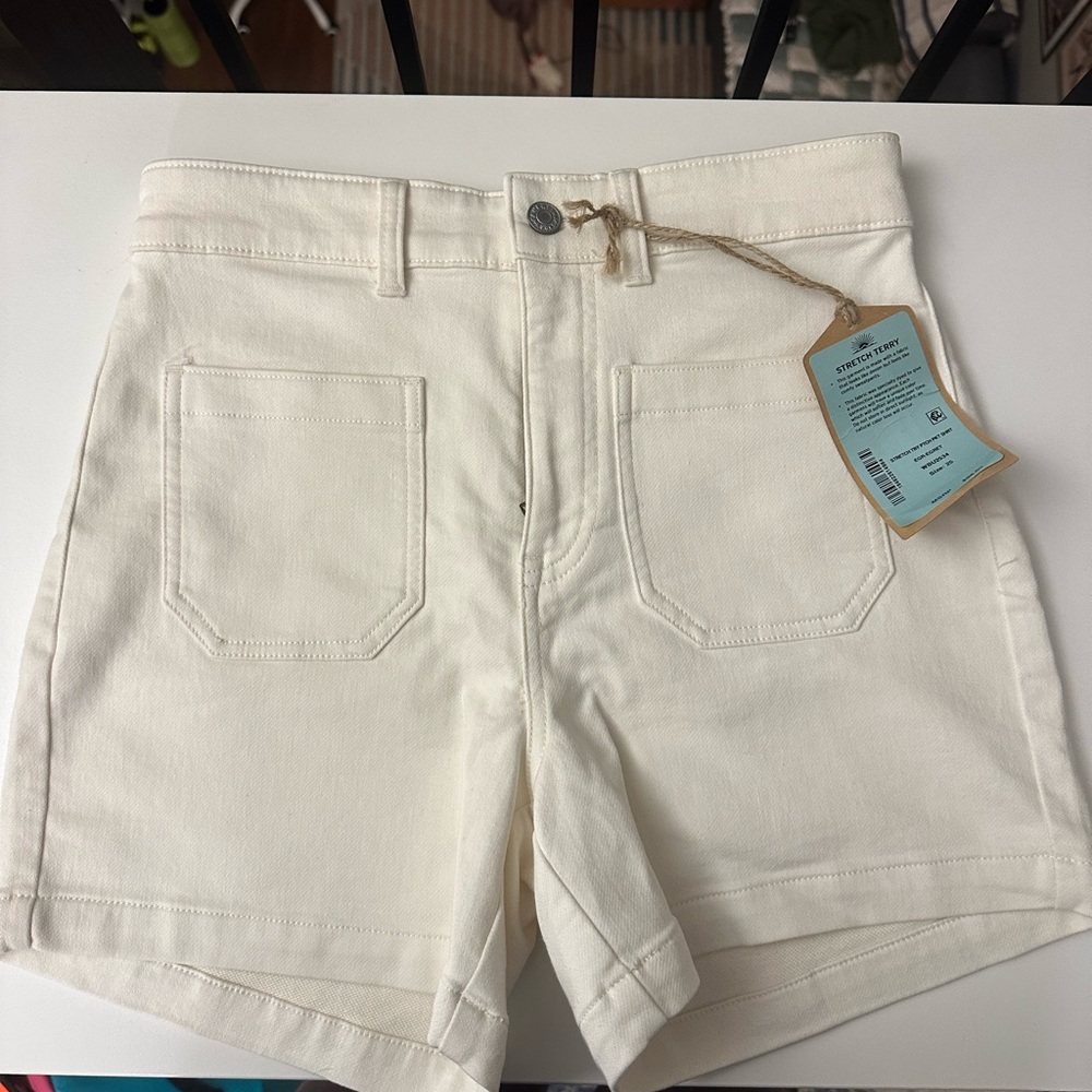 Faherty Women's Stretch Terry Shorts Size 25 Egret Color